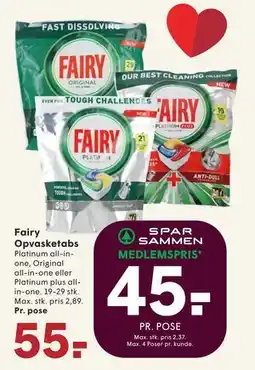 SPAR Fairy Opvasketabs, DKK 55, App-pris tilbud
