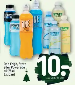 REMA 1000 One Edge, State eller Powerade 40-75 cl Ex. pant, DKK 10 tilbud