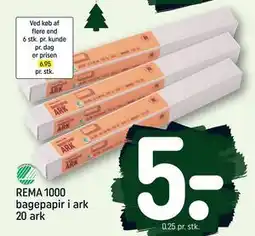 REMA 1000 REMA 1000 bagepapir i ark 20 ark, DKK 5 tilbud