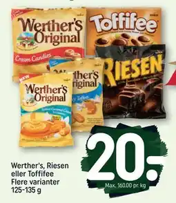 REMA 1000 Werther's, Riesen eller Toffifee Flere varianter 125-135 g, DKK 20 tilbud