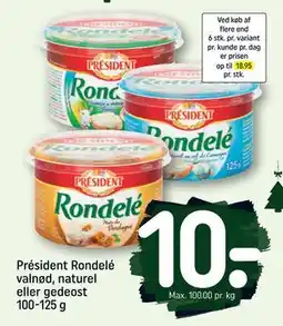 REMA 1000 Président Rondelé valnød, naturel eller gedeost 100-125 g, DKK 10 tilbud
