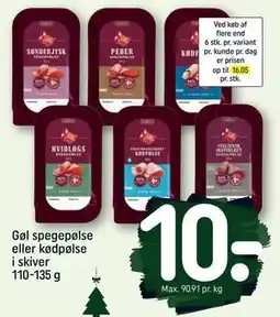 REMA 1000 Gøl spegepølse eller kødpølse i skiver 110-135 g, DKK 10 tilbud