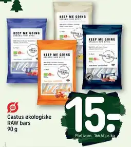 REMA 1000 Castus økologiske RAW bars 90 g, DKK 15 tilbud