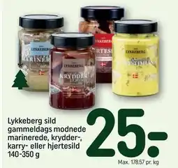 REMA 1000 Lykkeberg sild gammeldags modnede marinerede, krydder-, karry- eller hjertesild 140-350 g, DKK 25 tilbud