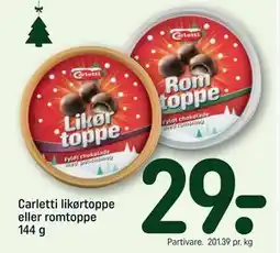 REMA 1000 Carletti likørtoppe eller romtoppe 144 g, DKK 29 tilbud