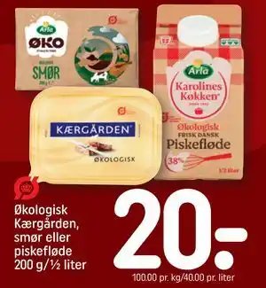 Økologisk Kærgården, smør eller piskefløde 200 g/½ liter, DKK 20