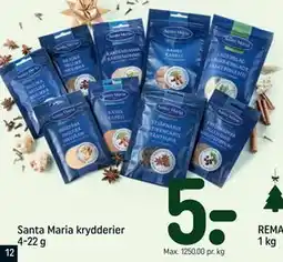 REMA 1000 Santa Maria krydderier 4-22 g, DKK 5 tilbud