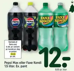 REMA 1000 Pepsi Max eller Faxe Kondi 1.5 liter. Ex. pant, DKK 12 tilbud