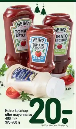 REMA 1000 Heinz ketchup eller mayonnaise 400 ml/ 395-700 g, DKK 20 tilbud