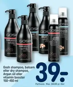 REMA 1000 Gosh shampoo, balsam eller dry shampoo, Argan oil eller vitamin booster 150-450 ml, DKK 39 tilbud