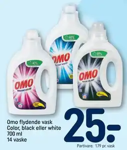 REMA 1000 Omo flydende vask Color, black eller white 700 ml 14 vaske, DKK 25 tilbud