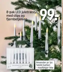 REMA 1000 8-pak LED juletræslys med clips og fjernbetjening, DKK 99 tilbud