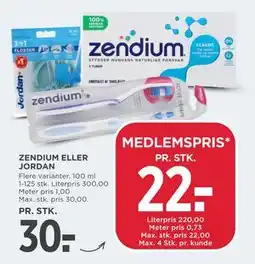 MENY ZENDIUM ELLER JORDAN, DKK 30, App-pris tilbud