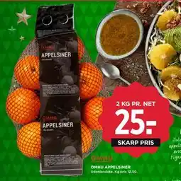 MENY OMHU APPELSINER, DKK 25 tilbud