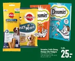 Min Købmand Dreamies, Frolic Chewy Chomps eller Pedigree, DKK 25 tilbud