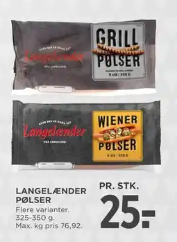 MENY LANGELÆNDER PØLSER, DKK 25 tilbud