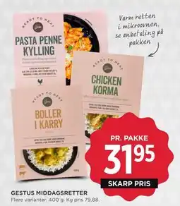 MENY GESTUS MIDDAGSRETTER, DKK 31.95 tilbud