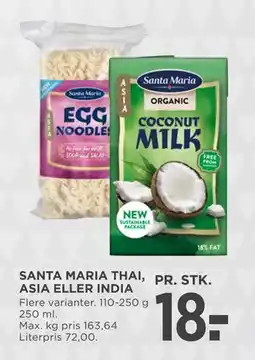 MENY SANTA MARIA THAI, ASIA ELLER INDIA, DKK 18 tilbud