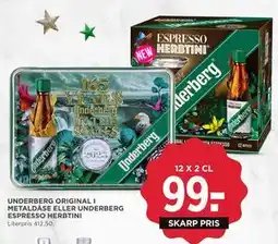 MENY UNDERBERG ORIGINAL I METALDÅSE ELLER UNDERBERG ESPRESSO HERBTINI, DKK 99 tilbud