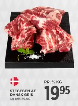MENY STEGEBEN AF DANSK GRIS, DKK 19.95 tilbud