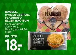 MENY BAGELS, HVIDLØGSBRØD, FLADBRØD ELLER BAO BUN, DKK 18 tilbud