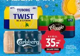 MENY CARLSBERG ELLER TUBORG ALKOHOLFRI ØL, DKK 35 tilbud