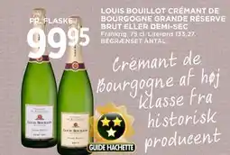 MENY LOUIS BOUILLOT CRÉMANT DE BOURGOGNE GRANDE RÉSERVE BRUT ELLER DEMI-SEC., DKK 99.95 tilbud