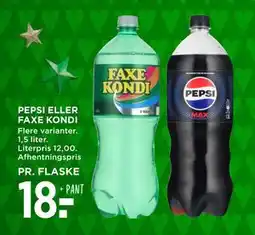 MENY PEPSI ELLER FAXE KONDI, DKK 18 tilbud
