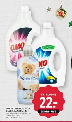MENY OMO FLYDENDE VASK ELLER BAMSELINE, DKK 22 tilbud