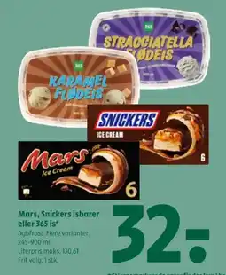 Coop 365 Mars, snickers isbarer eller 365 is tilbud