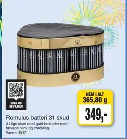 Harald Nyborg Romulus batteri 31 skud, DKK 349 tilbud