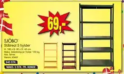 Harald Nyborg Stålreol 5 hylder, DKK 69 tilbud