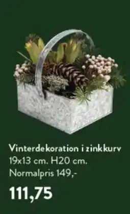 Plantorama Vinterdekoration i zinkkurv tilbud