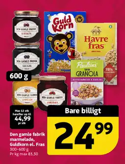 Løvbjerg Den gamle fabrik marmelade, Guldkorn el. Fras tilbud