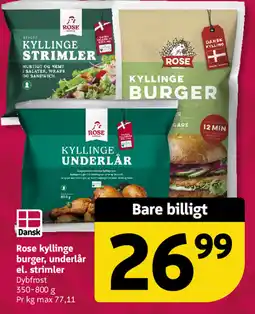 Løvbjerg Dansk Rose kyllinge burger, underlår el. strimler tilbud