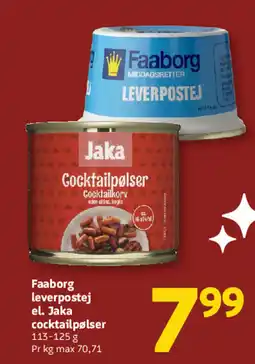 Løvbjerg Faaborg leverpostej el. Jaka cocktailpølser tilbud