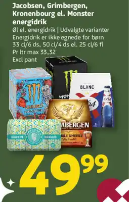Løvbjerg Jacobsen, Grimbergen, Kronenbourg el. Monster energidrik tilbud