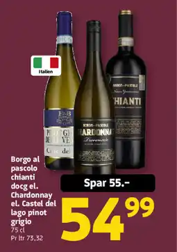 Løvbjerg Borgo al pascolo chianti docg el. Chardonnay el. Castel del lago pinot grigio tilbud