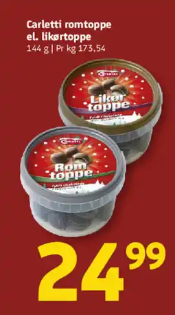 Løvbjerg Carletti romtoppe el. likørtoppe tilbud