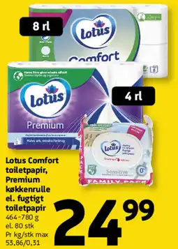 Løvbjerg Lotus comfort toiletpapir, premium køkkenrulle el. fugtigt toiletpapir tilbud
