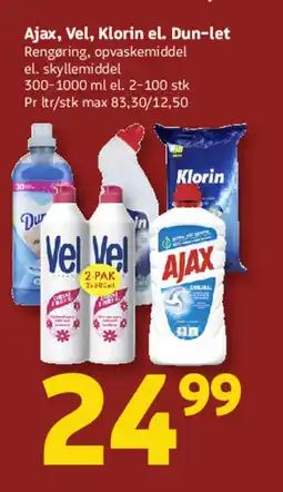 Løvbjerg Ajax, Vel, Klorin el. Dun-let Rengøring, opvaskemiddel el. skyllemiddel tilbud