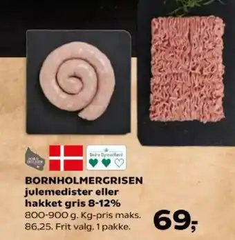 Bornholmergrisen julemedister eller hakket gris 8-12%