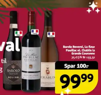 Barolo roversi, la fleur pauillac el. chablis la grande couronne