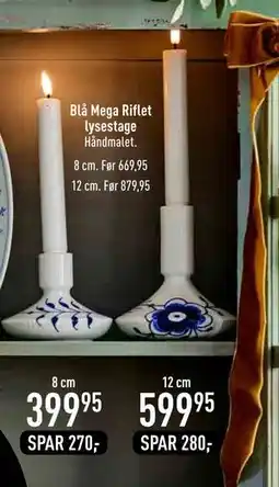 Imerco Blå Mega Riflet lysestage tilbud