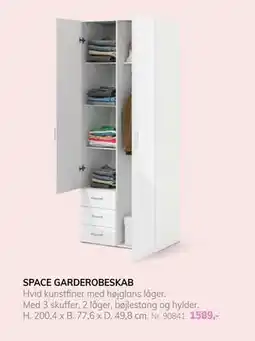 Daells Bolighus SPACE GARDEROBESKAB, DKK 1589 tilbud