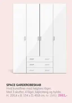 Daells Bolighus SPACE GARDEROBESKAB, DKK 2681 tilbud