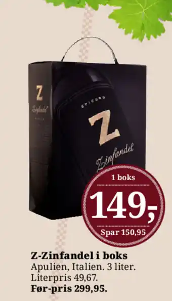 Dagli'Brugsen Z-Zinfandel i boks tilbud
