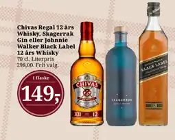 Dagli'Brugsen Chivas Regal 12 års Whisky, Skagerrak Gin eller Johnnie Walker Black Label 12 års Whisky tilbud