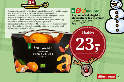 Dagli'Brugsen Änglamark økologiske klementiner fra Rio Tinto tilbud