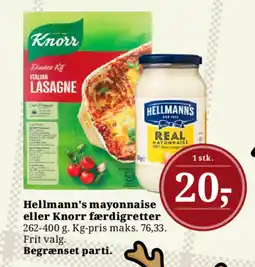 Dagli'Brugsen Hellmann's mayonnaise eller Knorr færdigretter tilbud
